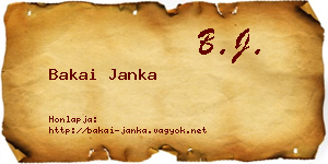 Bakai Janka névjegykártya